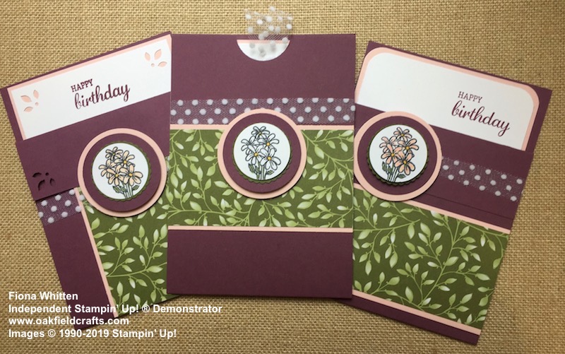 Examples of pocket cards using Vibrant Vases stamp set