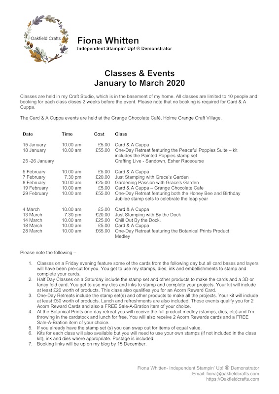Classes & Events for