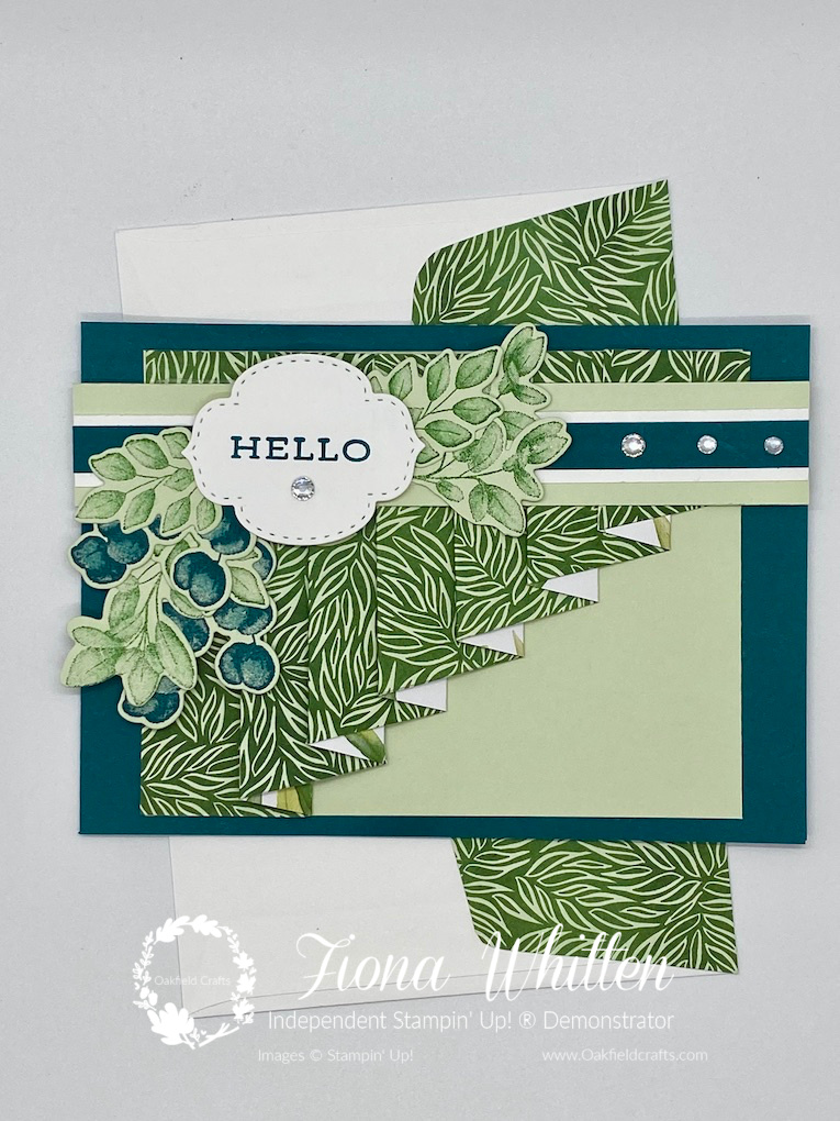 drapery fold card using double-sided paper from Stampin' Up!