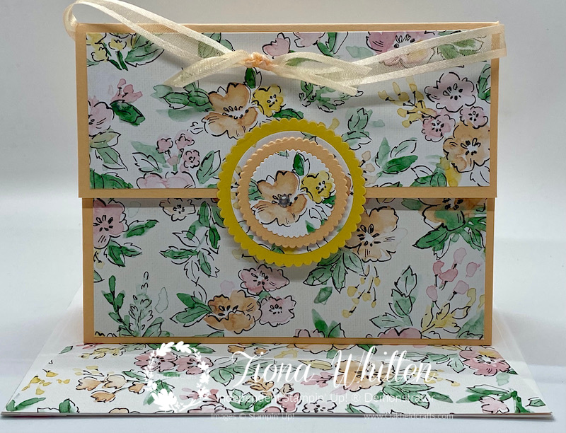 Fun Fold Handbag Card using the Hand-Penned double sided paper from Stampin' Up!