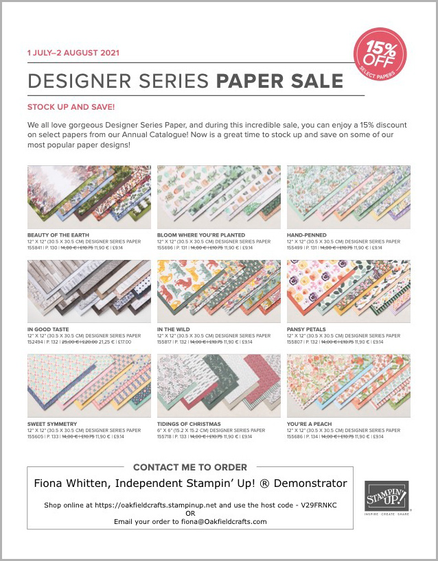 15% off select packs of Designer Series Paper