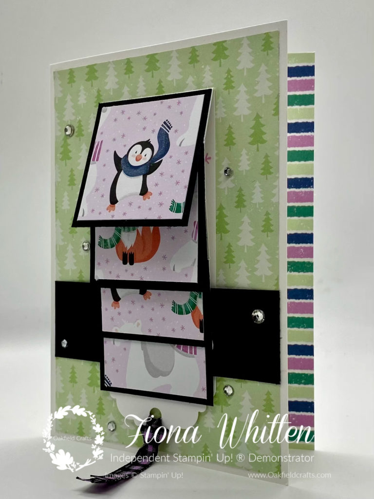 Penguin Place Waterfall Card alternative using the Penguin Playmates double-sided paper